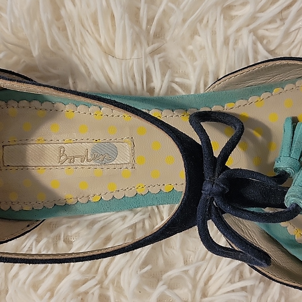 Boden Purple and Navy Leather Flats - Picture 3 of 9